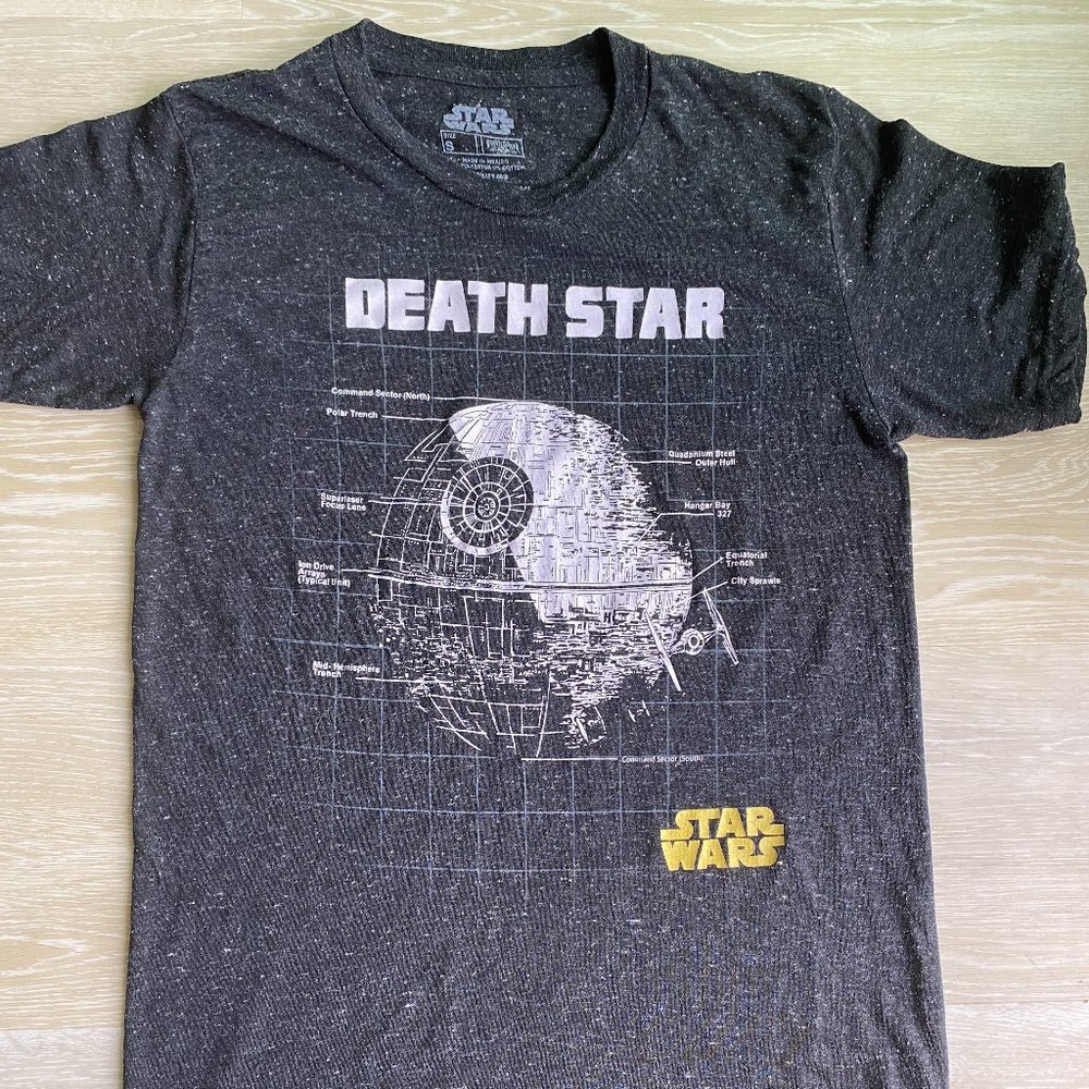 Star Wars Death Star Black Fitted Small T-Shirt